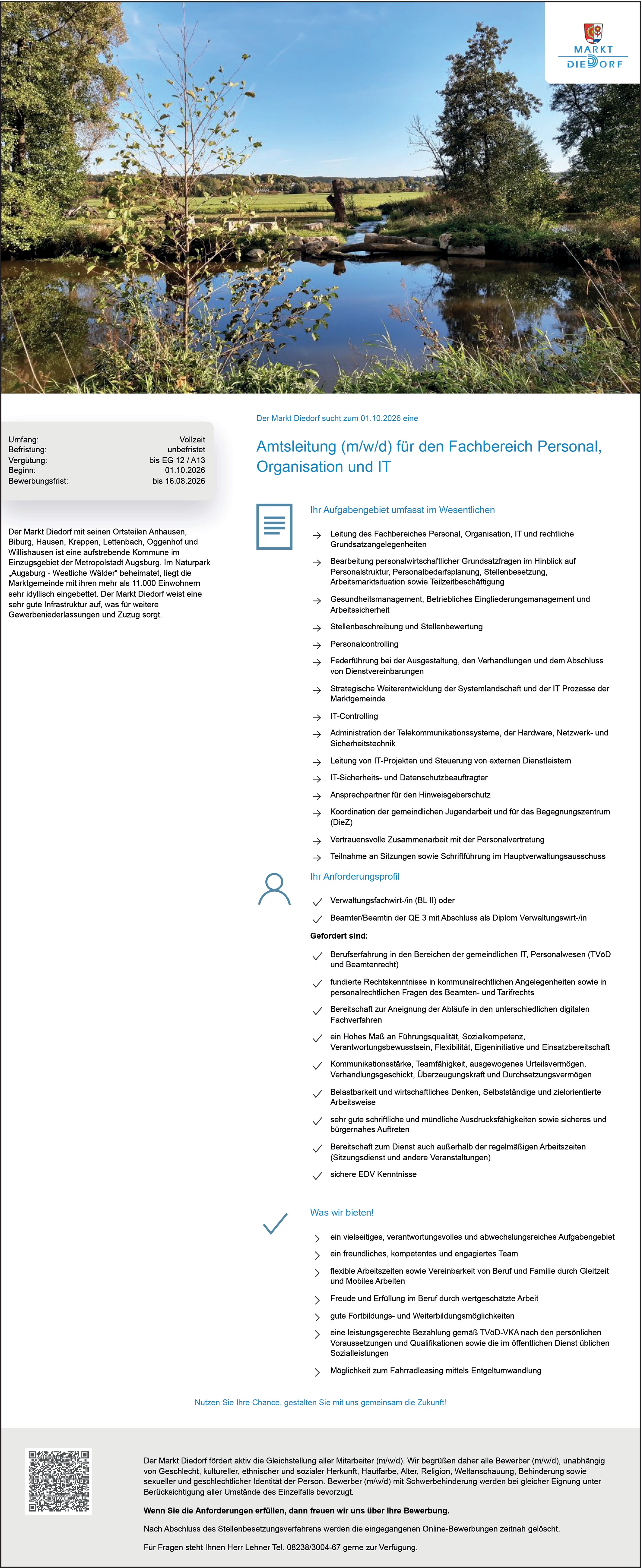 Amtsleitung (m/w/d) für den Fachbereich Personal, Organisation und IT