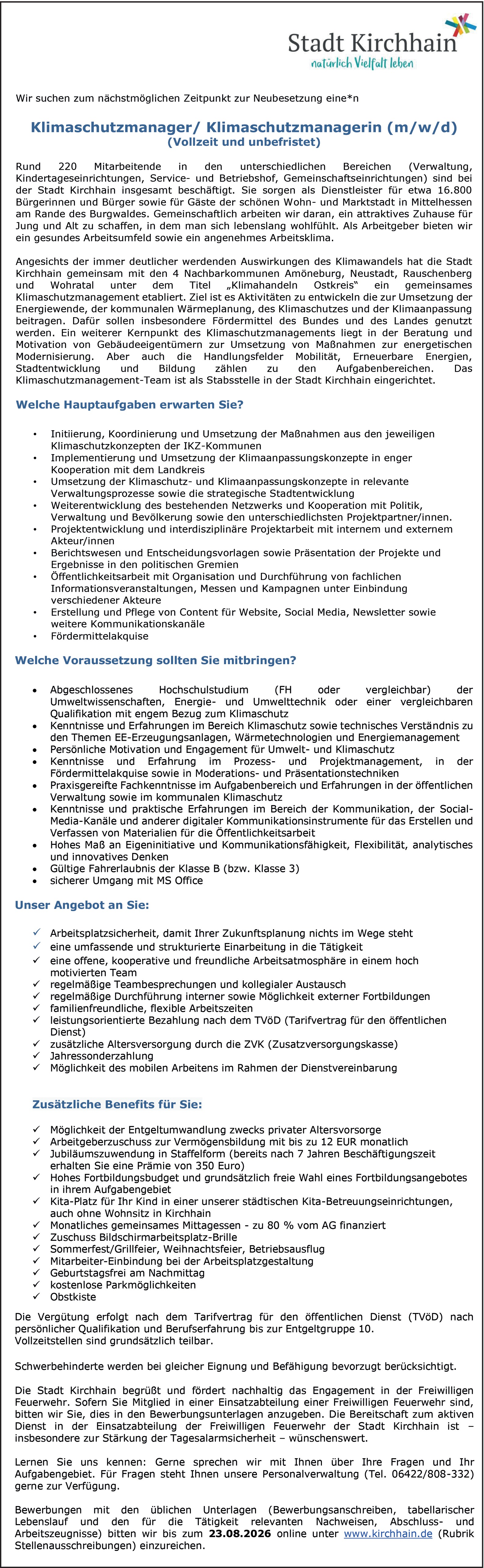 Klimaschutzmanager / Klimaschutzmanagerin (m/w/d)