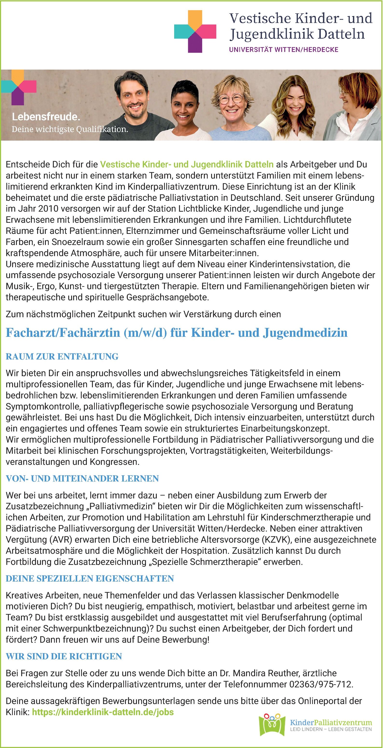 Facharzt/Fachärztin m/w/d für Kinder- und Jugendmedizin