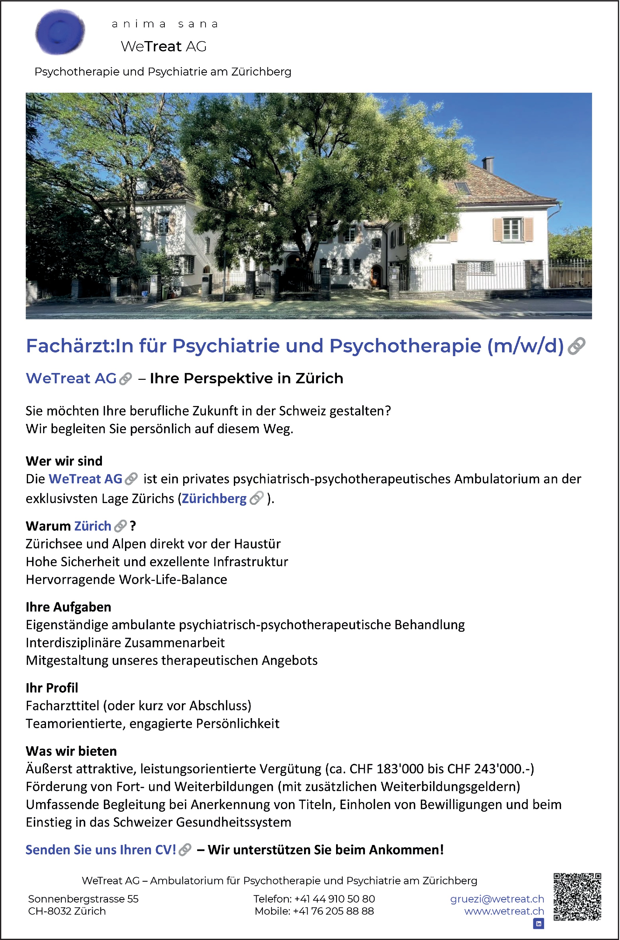 Fachärztin / Facharzt für Psychiatrie und Psychotherapie