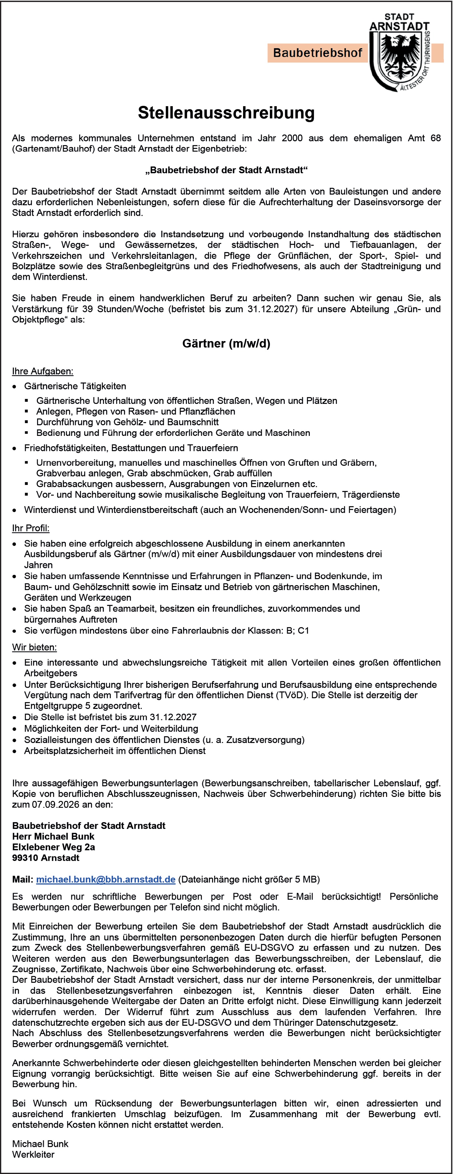 Gärtner/in m/w/d