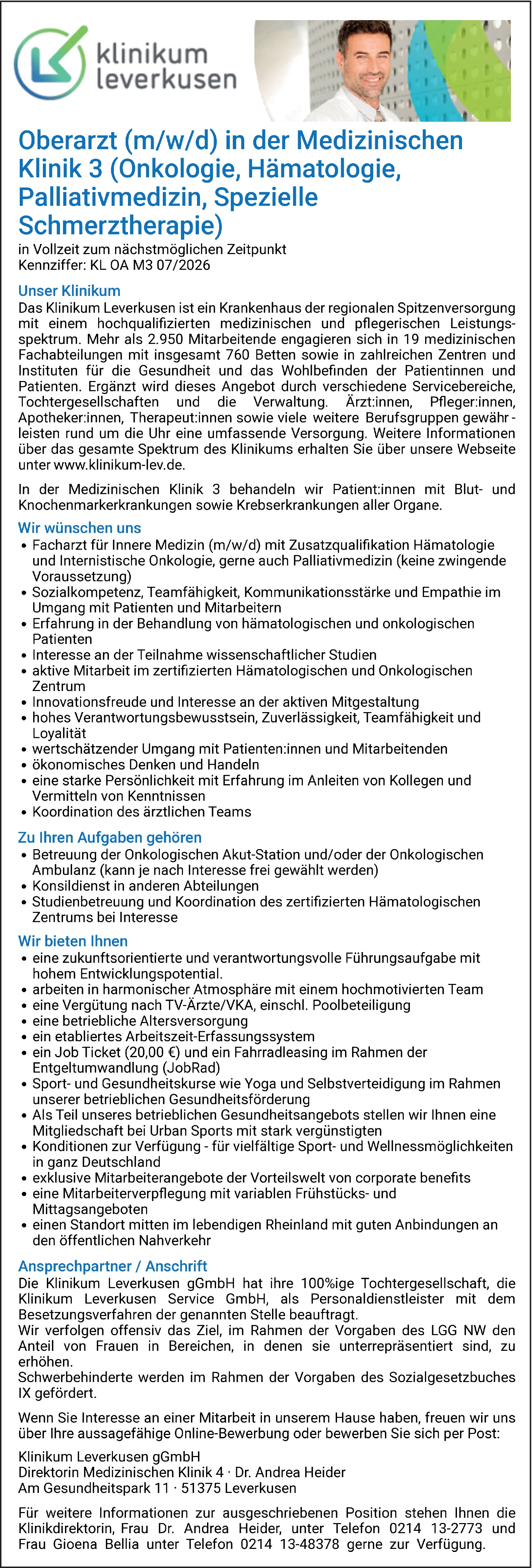 Oberarzt m/w/d in der Medizinischen Klinik 3