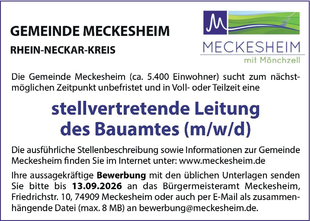 Stellvertretende Bauamtsleitung (m/w/d)