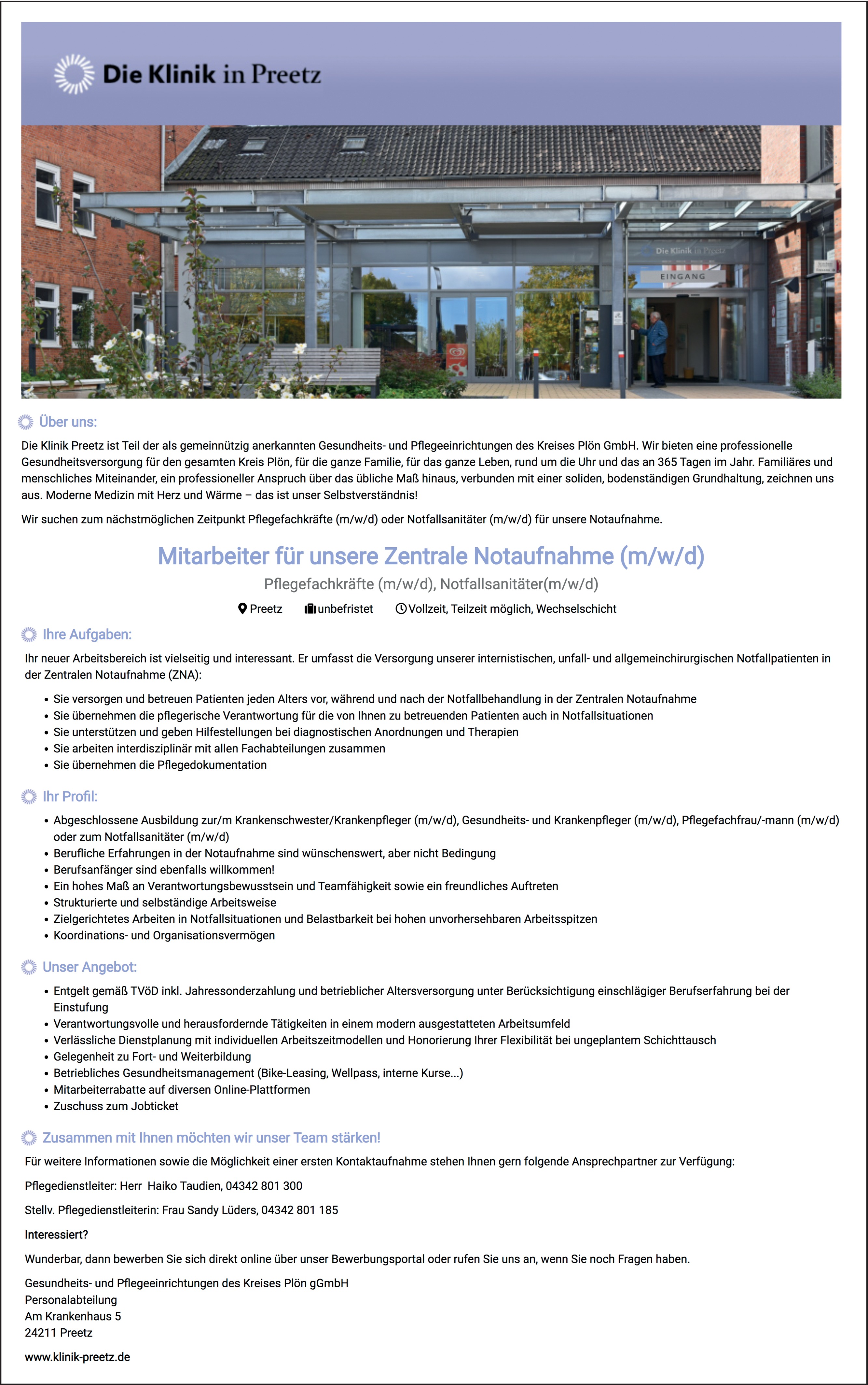Mitarbeiter Zentrale Notaufnahme m/w/d