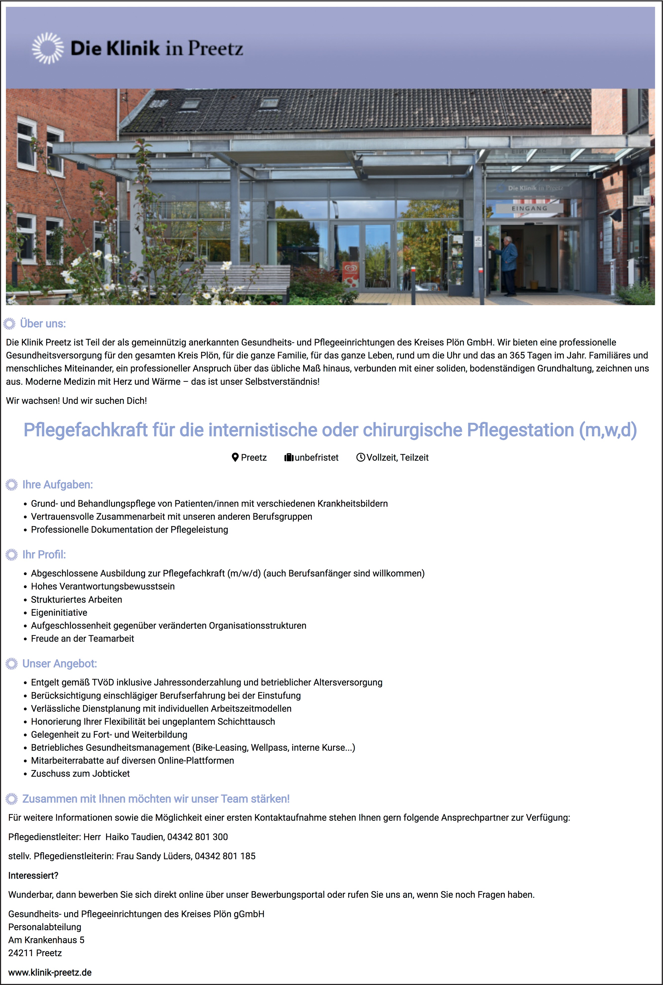 Pflegefachkraft für die internistische oder chirurgische Pflegestation (m/w/d)