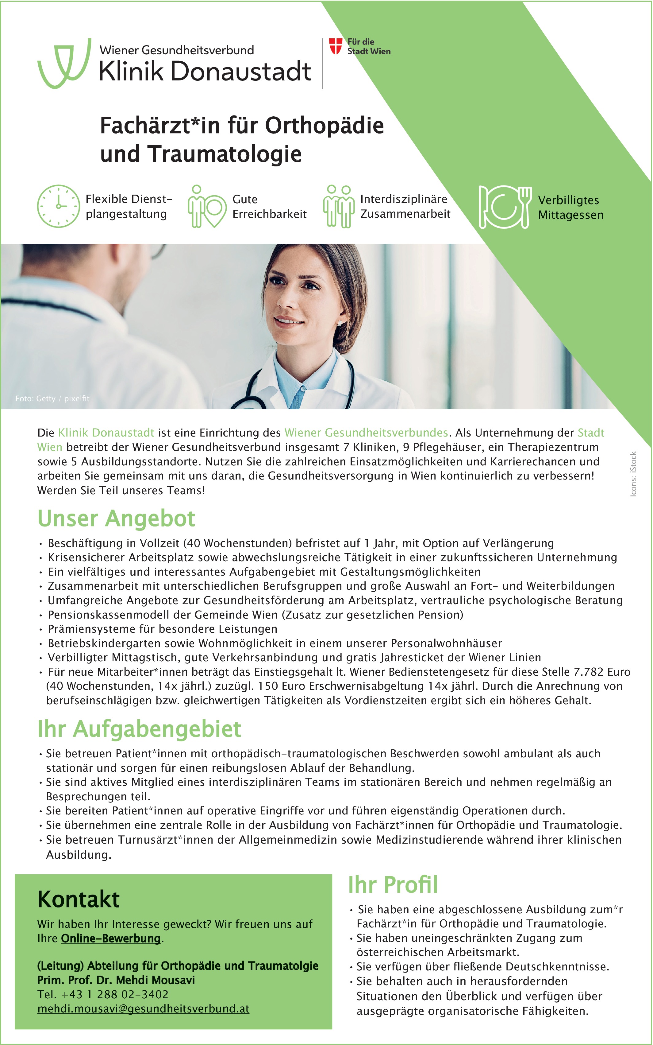 Fachärztin / Facharzt für Orthopädie und Traumatologie (m/w/d)