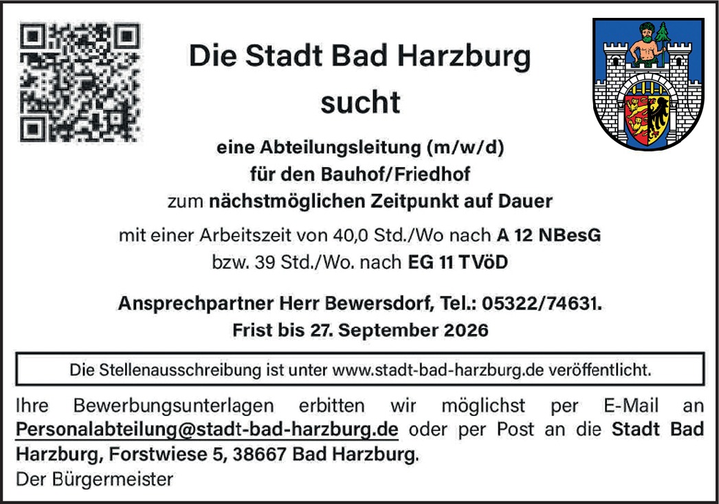 Abteilungsleitung (m/w/d) Bauhof/Friedhof