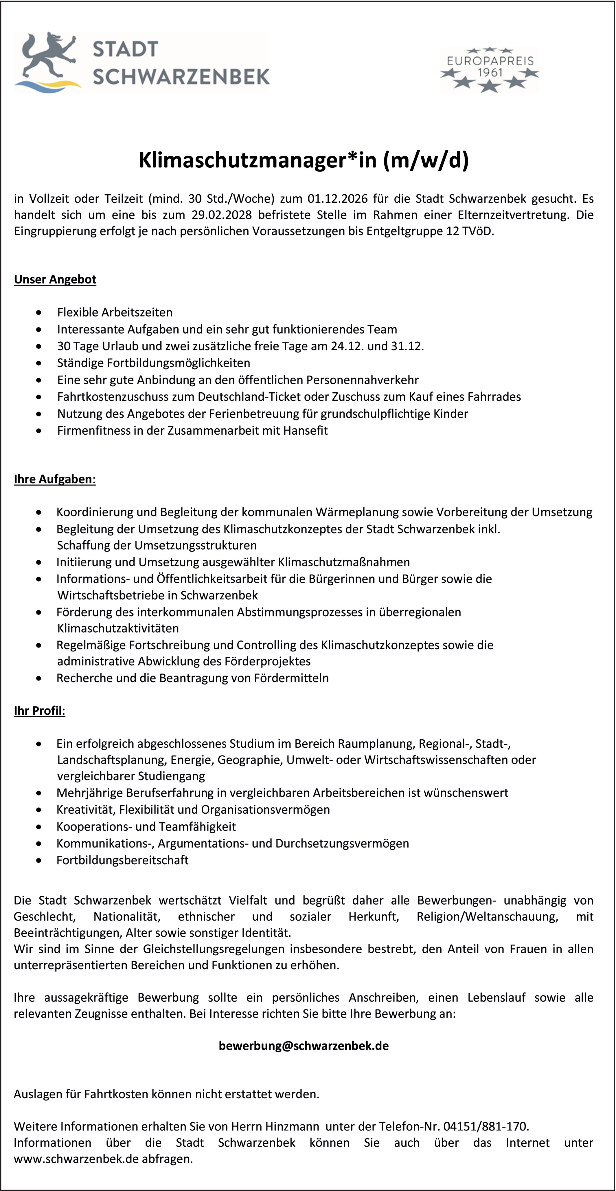 Klimaschutzmanager / Klimaschutzmanagerin (m/w/d)