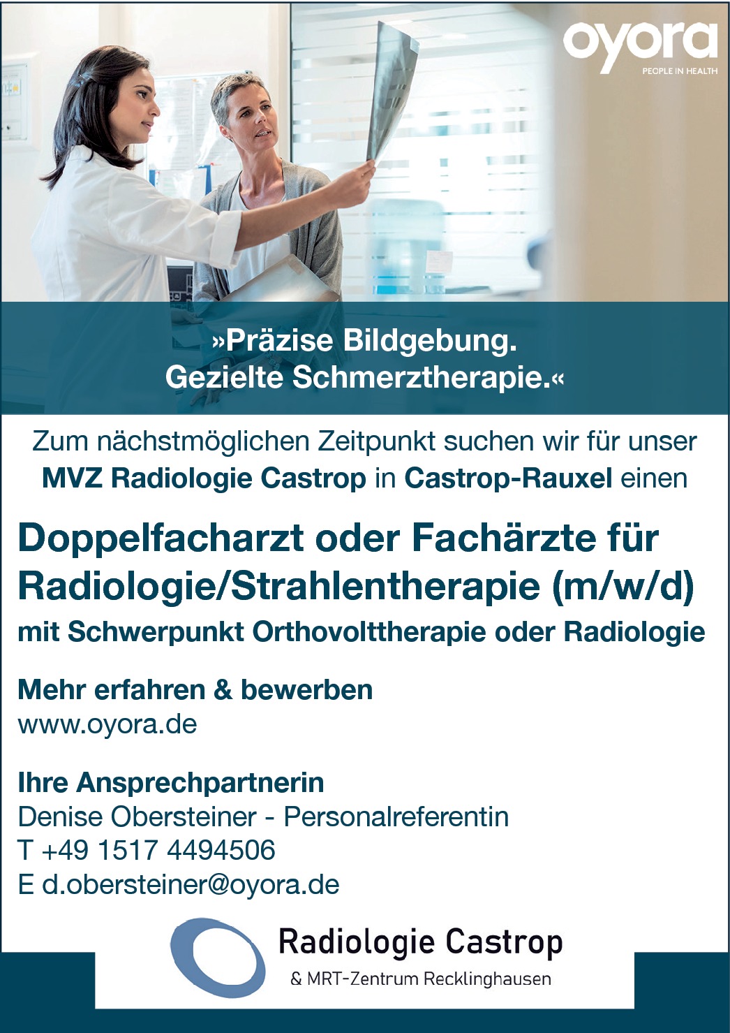 Doppelfacharzt oder Fachärzte für Radiologie/Strahlentherapie m/w/d