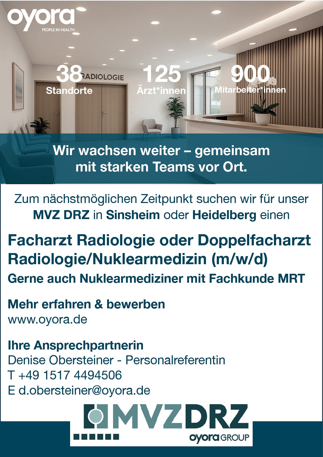 Facharzt für Radiologie und/oder Doppelfacharzt für Nuklearmedizin und Radiologie m/w/d