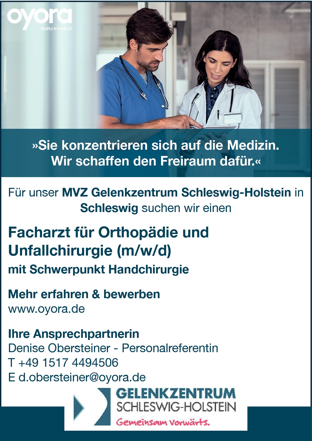 Facharzt für Orthopädie und Unfallchirurgie m/w/d mit Schwerpunkt Handchirurgie