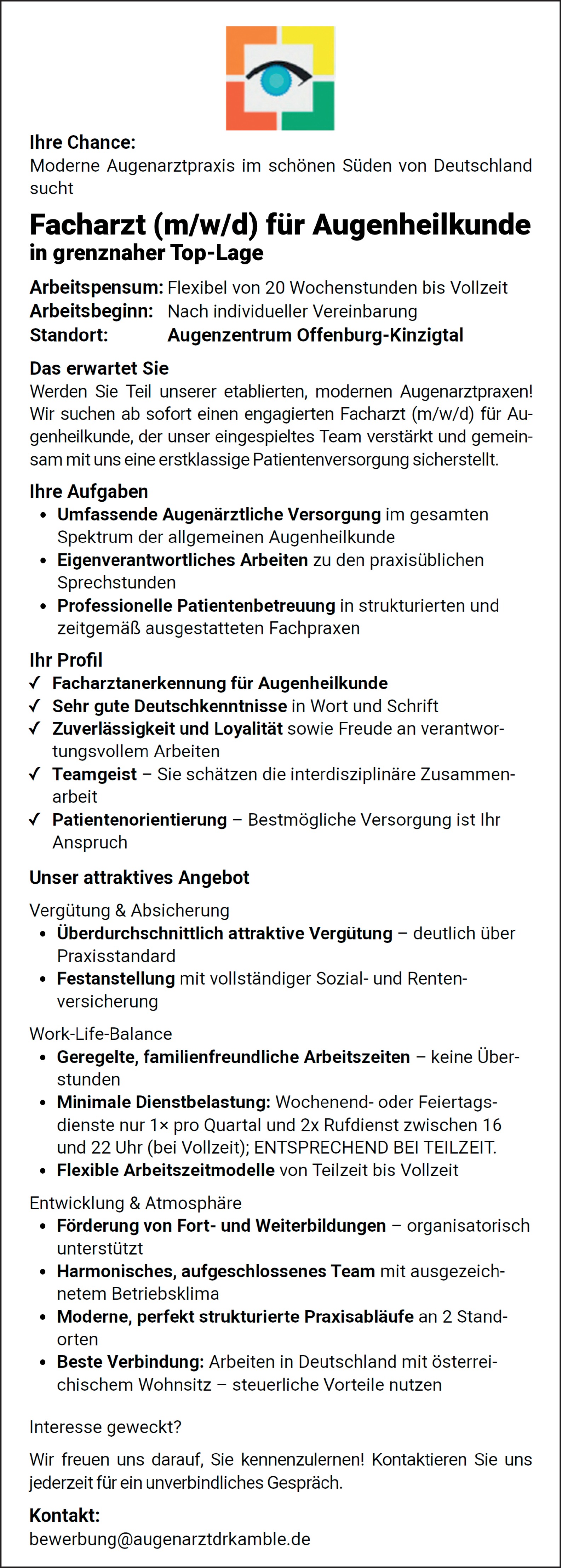 Facharzt für Augenheilkunde m/w/d