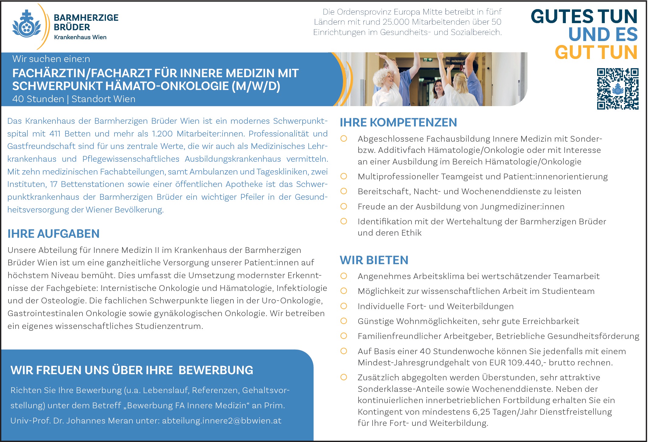 Fachärztin / Facharzt für Innere Medizin mit Schwerpunkt Hämato-Onkologie m/w/d
