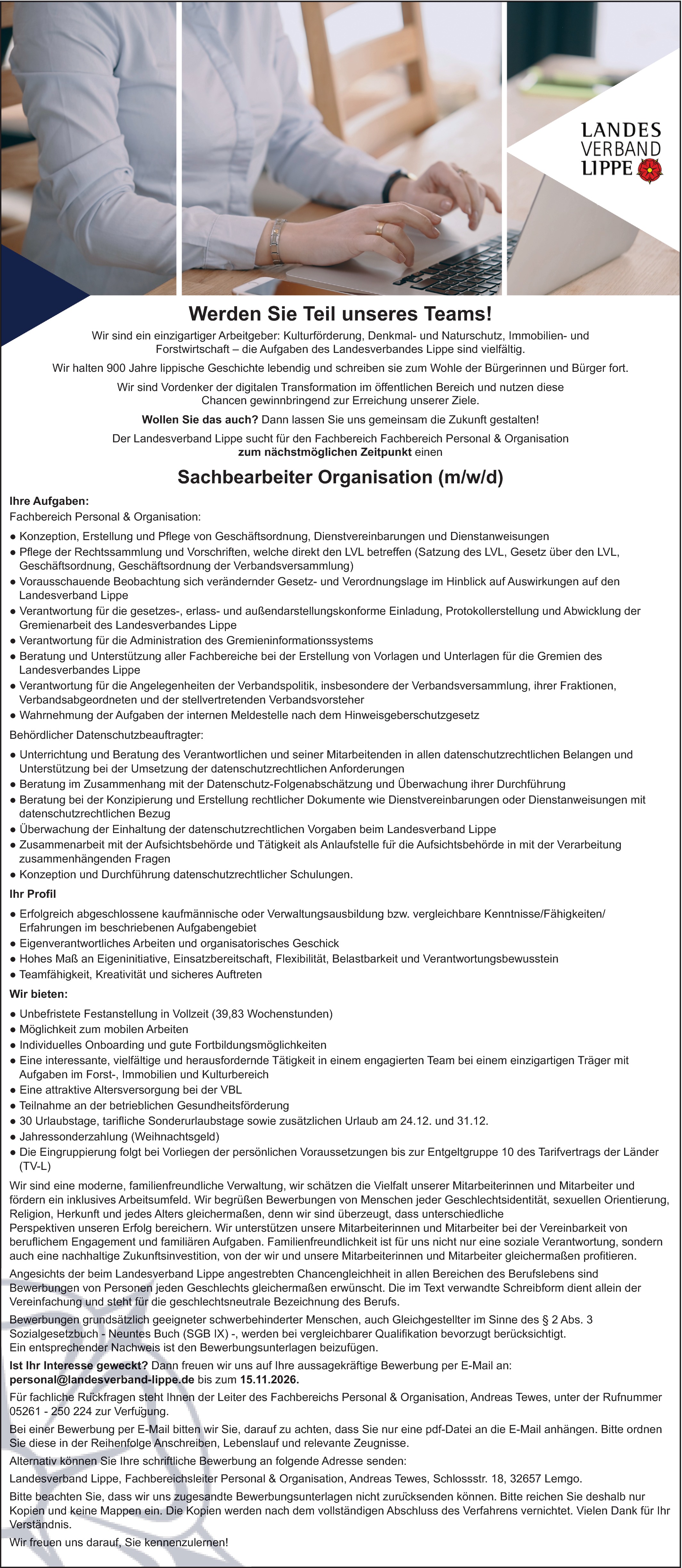Sachbearbeiter Organisation (m/w/d)