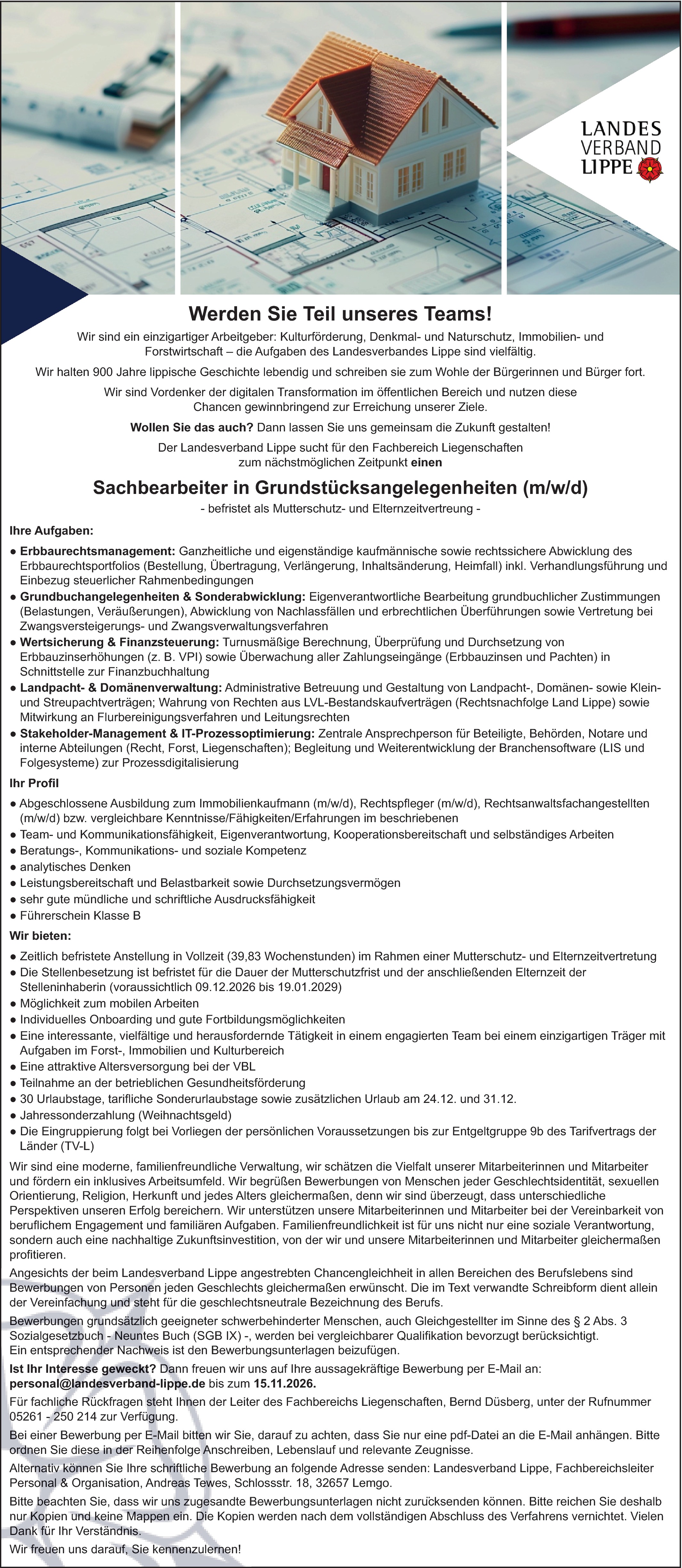 Sachbearbeiter m/w/d in Grundstücksangelegenheiten