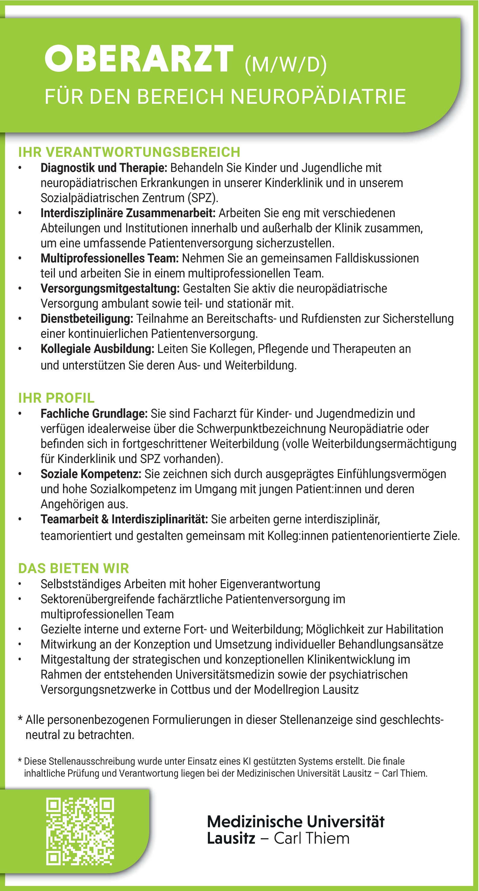 Oberarzt Neuropädiatrie (m/w/d)