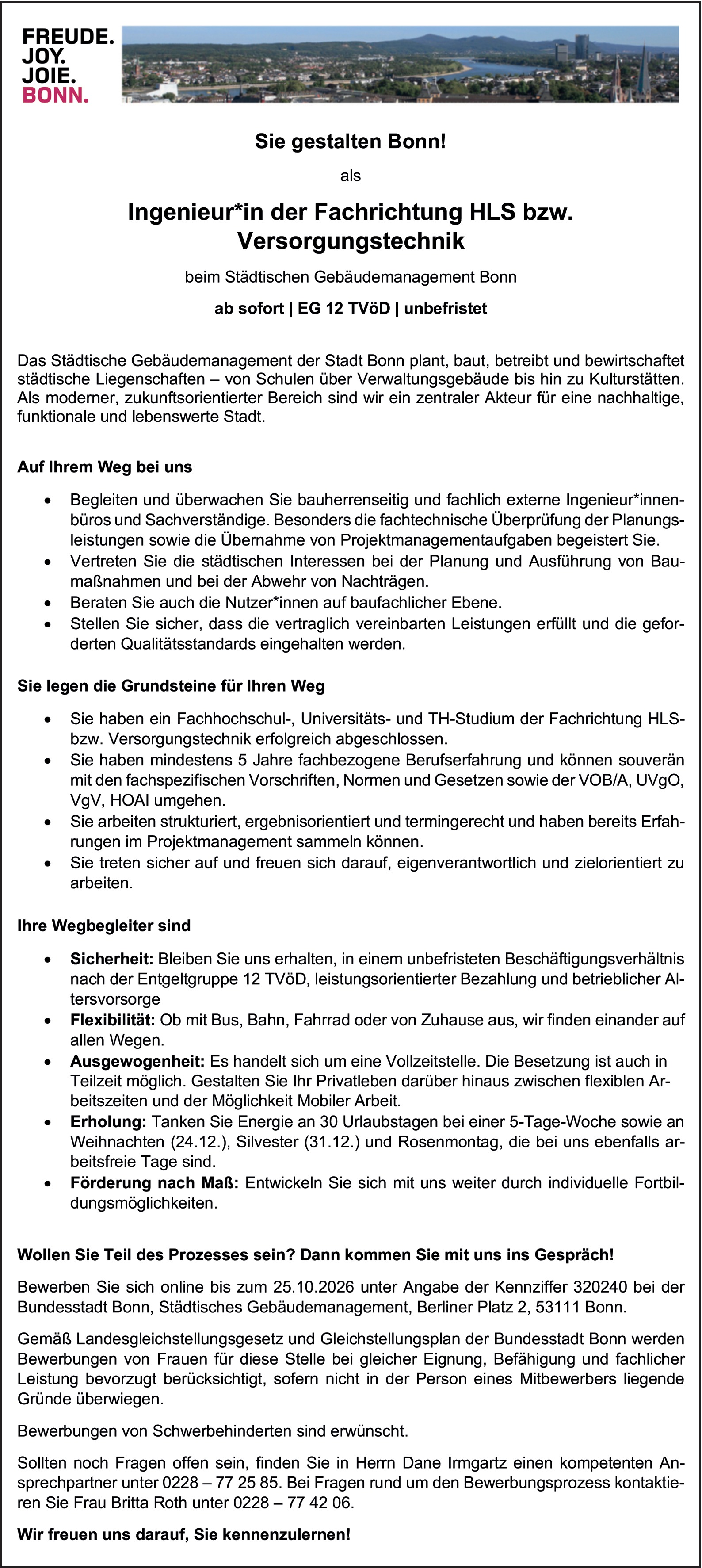 Ingenieur/in Versorgungstechnik