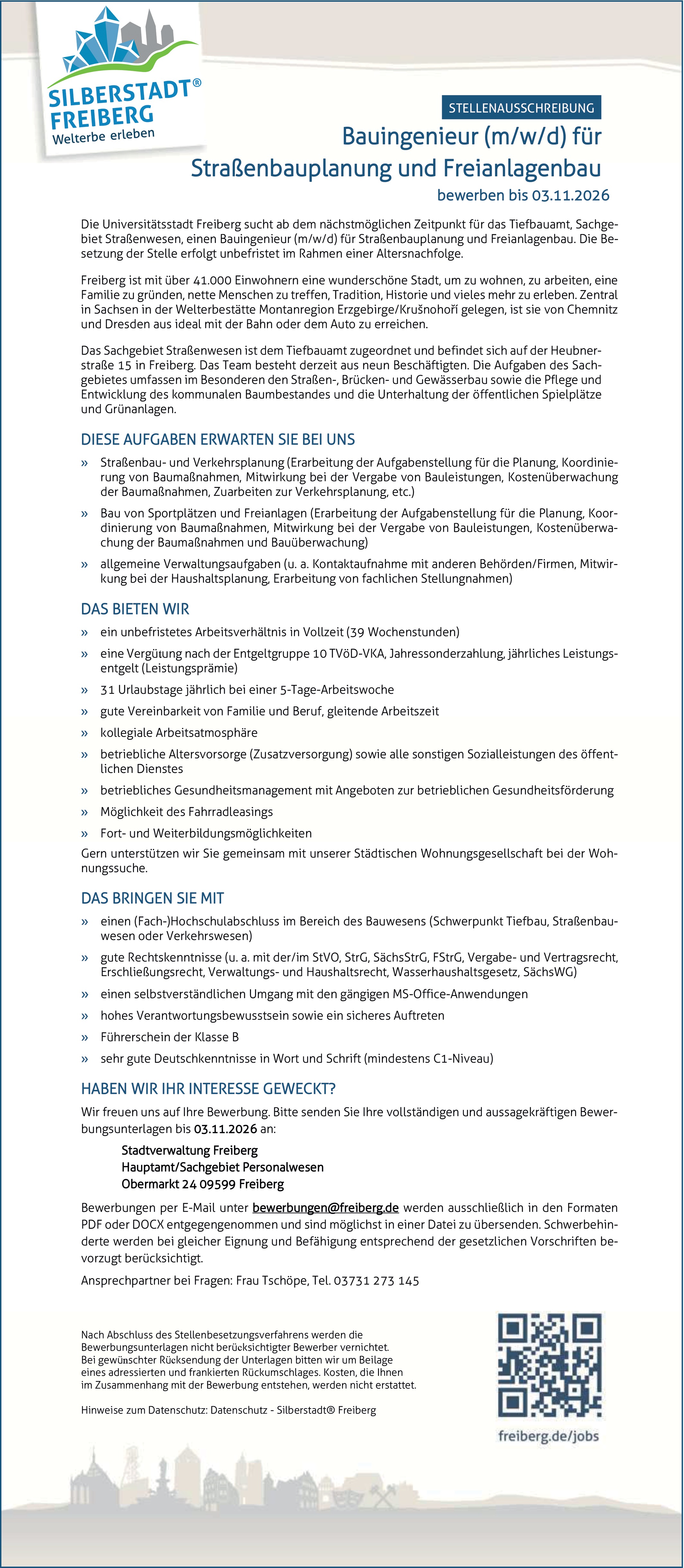 Bauingenieur/in Tiefbau öffentlicher Dienst