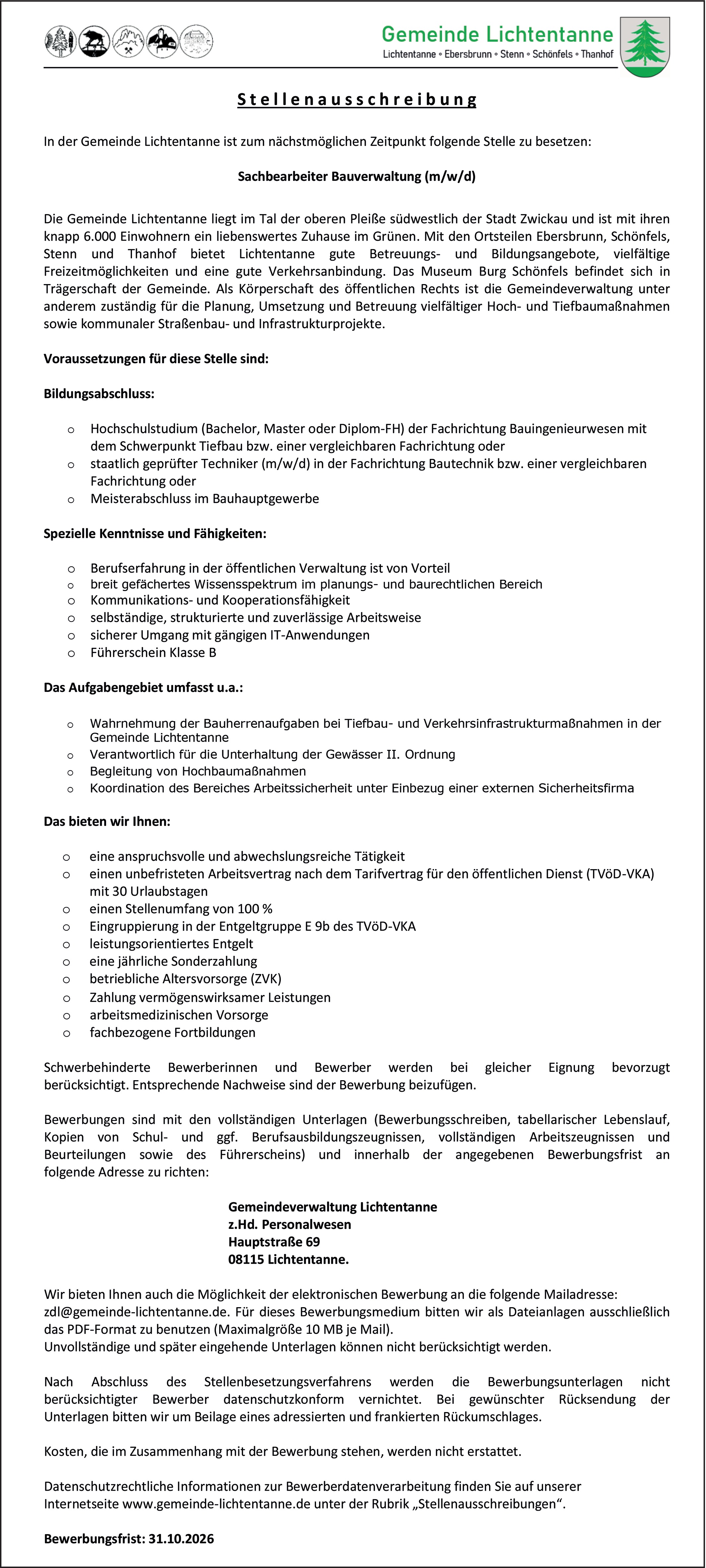 Sachbearbeiter/in Bauverwaltung