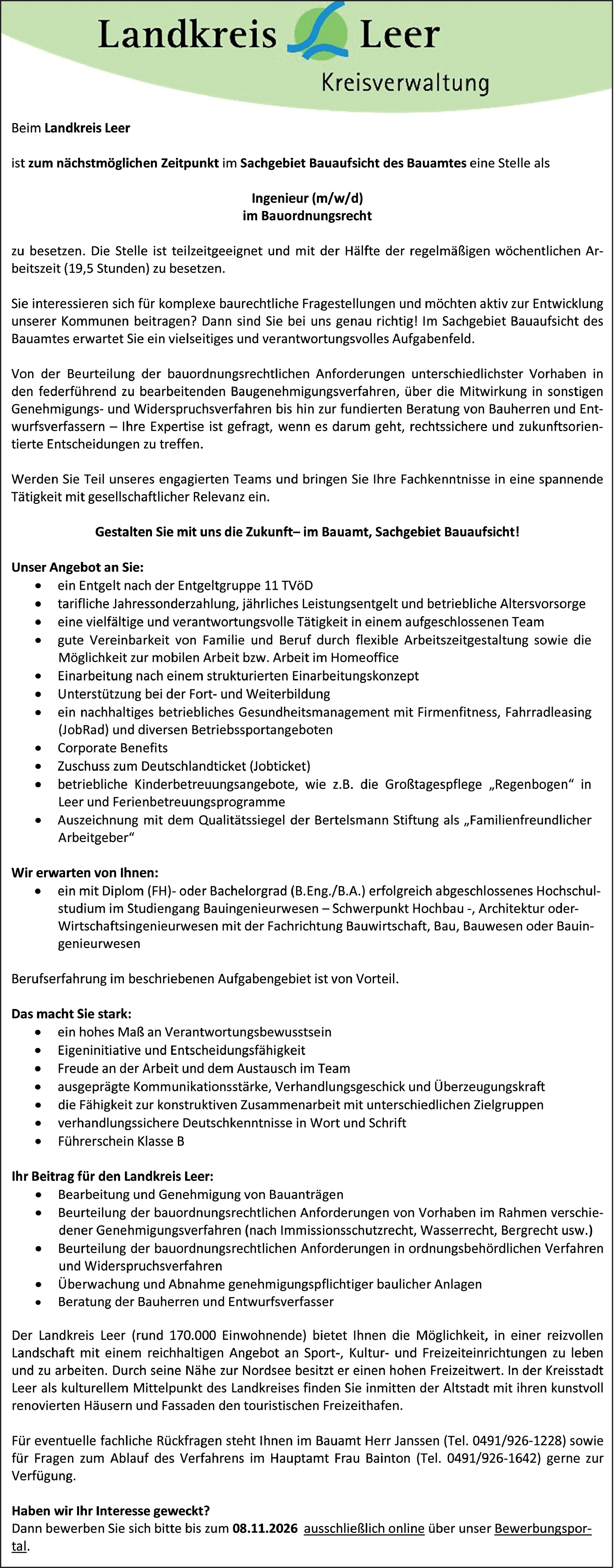Bauingenieur m/w/d im Bauordnungsrecht 