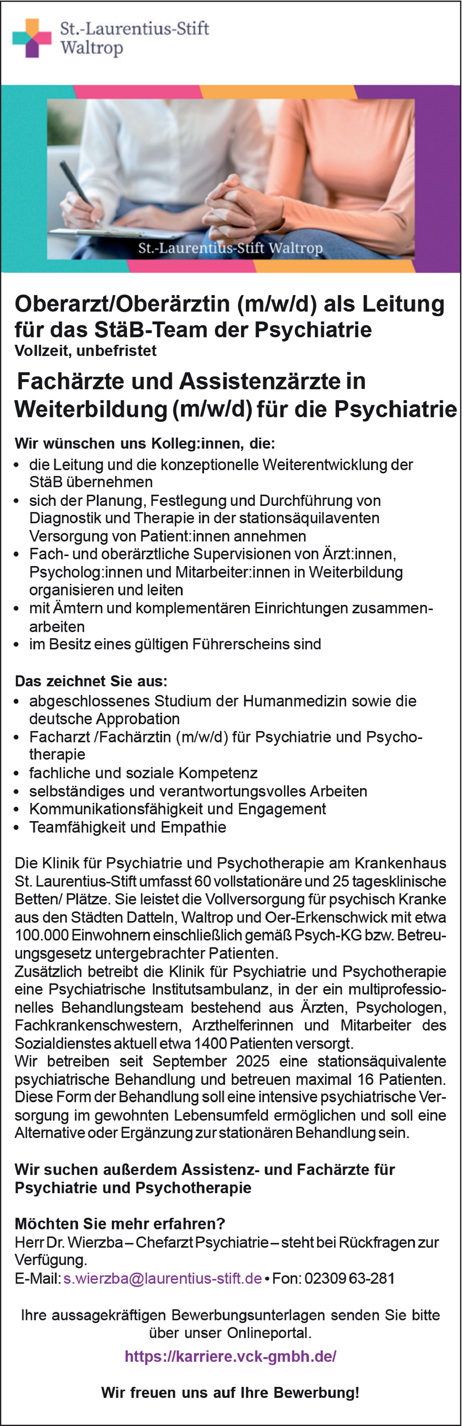 Oberarzt / Oberärztin Psychiatrie