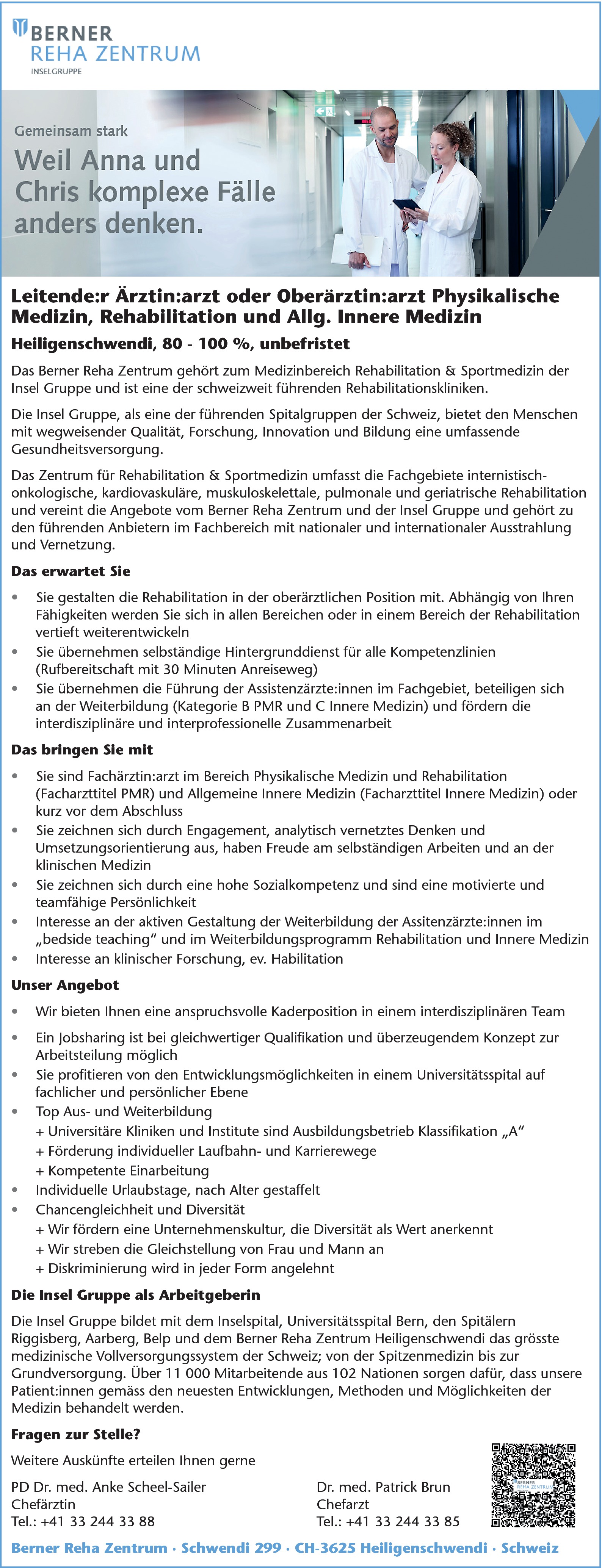 Facharzt für Physikalische Medizin und Rehabilitation (m/w/d)