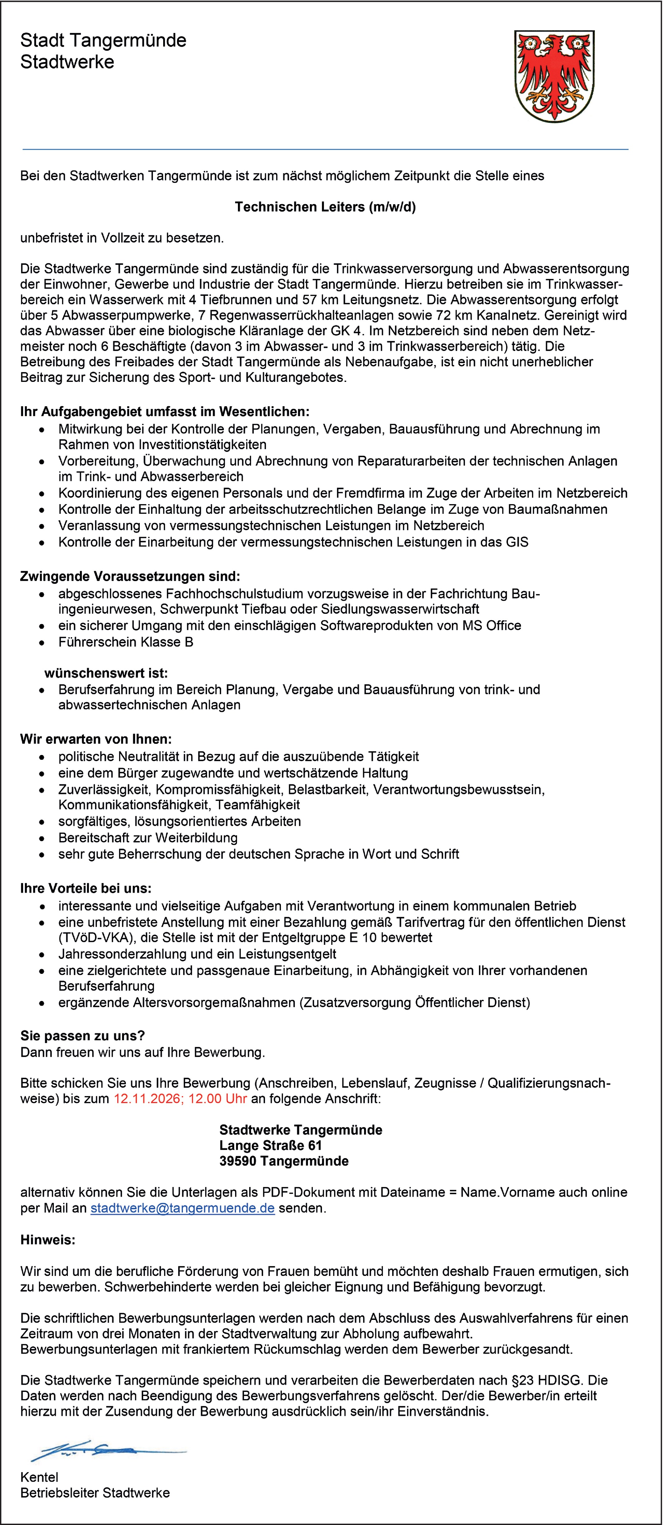 Technischer Leiter (m/w/d)