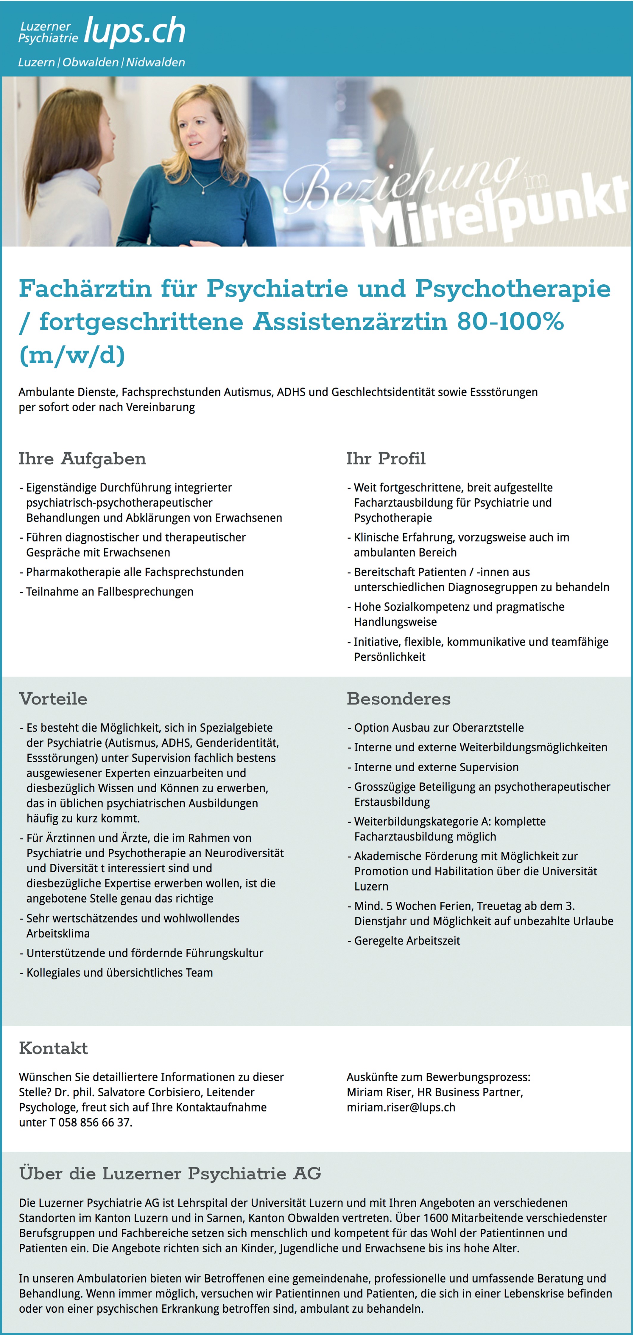Fachärztin / Facharzt für Psychiatrie und Psychotherapie