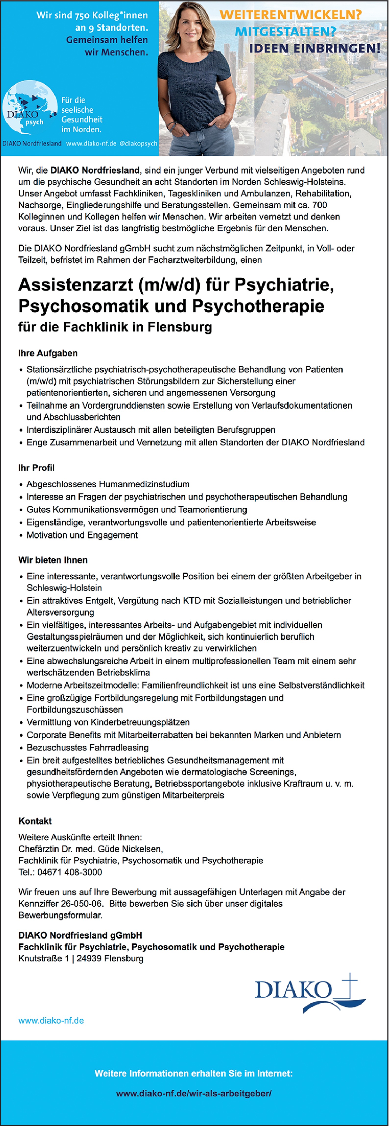 Assistenzarzt / Assistenzärztin für Psychiatrie, Psychosomatik und Psychotherapie