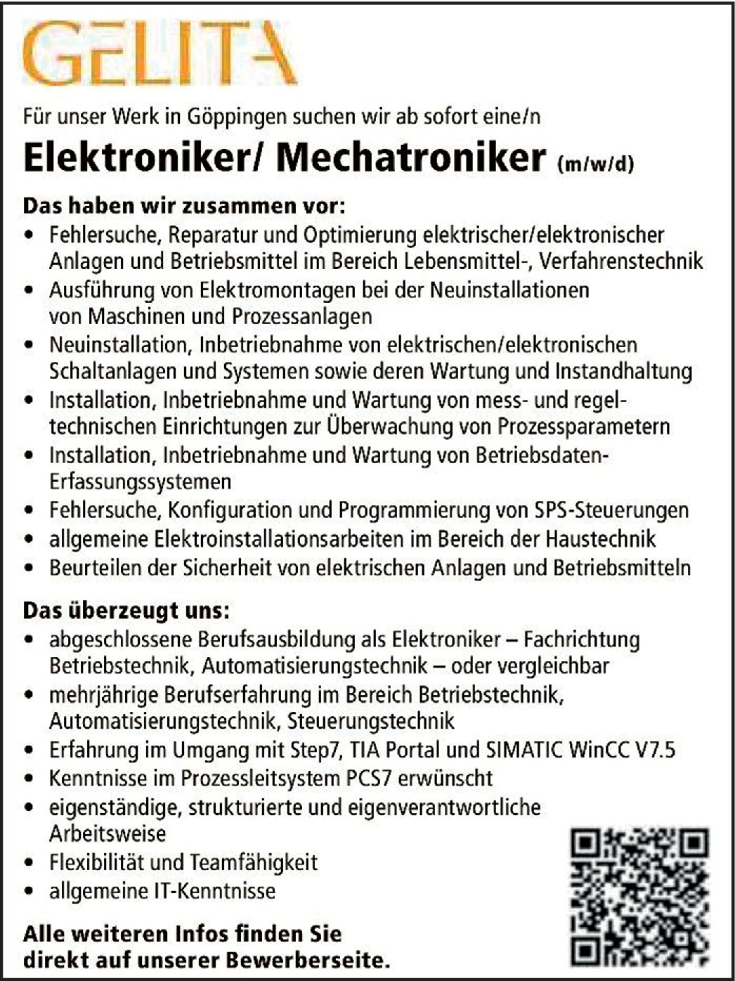 Elektroniker Betriebstechnik m/w/d